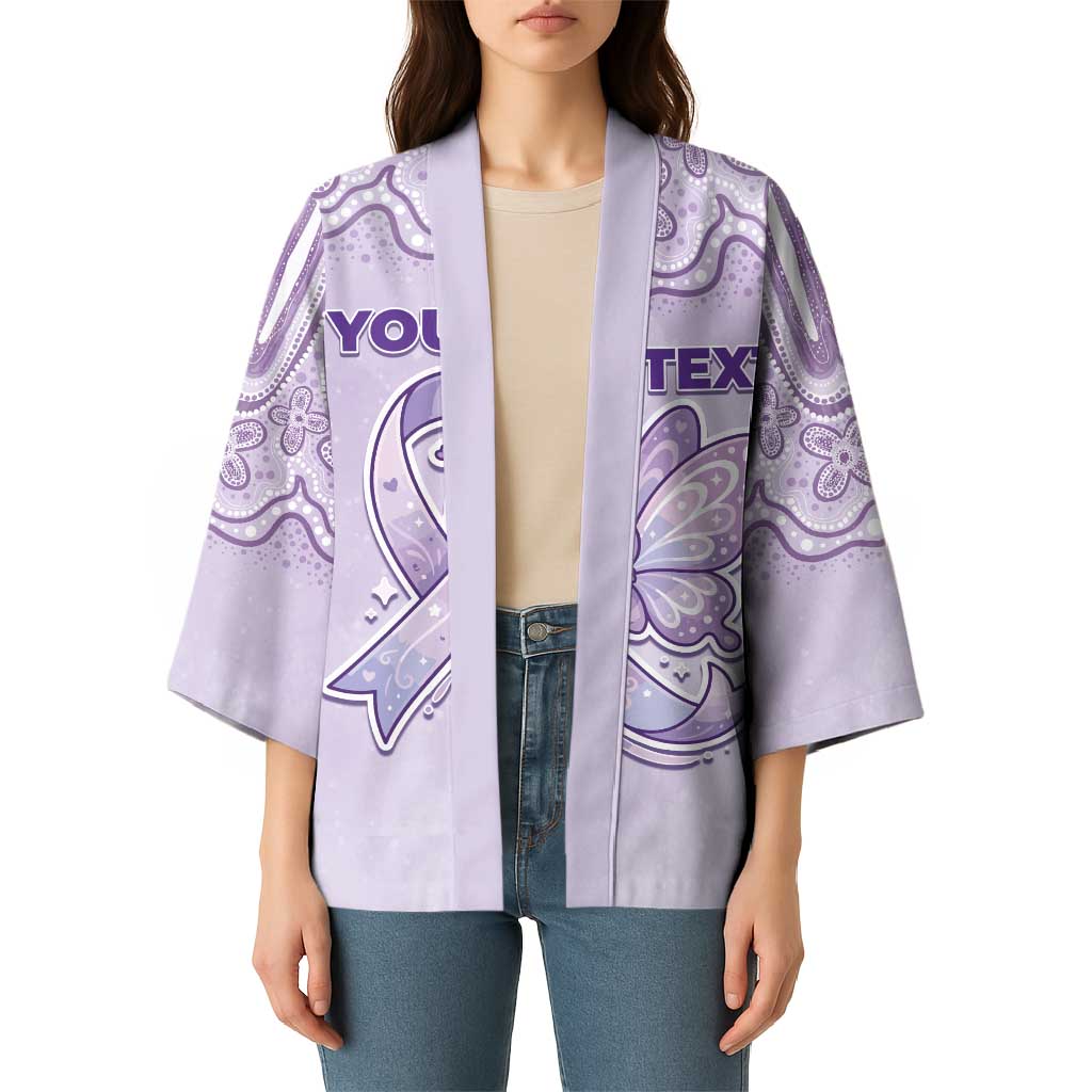 Personalised Epilepsy Awareness Alphabet Kimono Purple Ribbon Butterfly Cute Style
