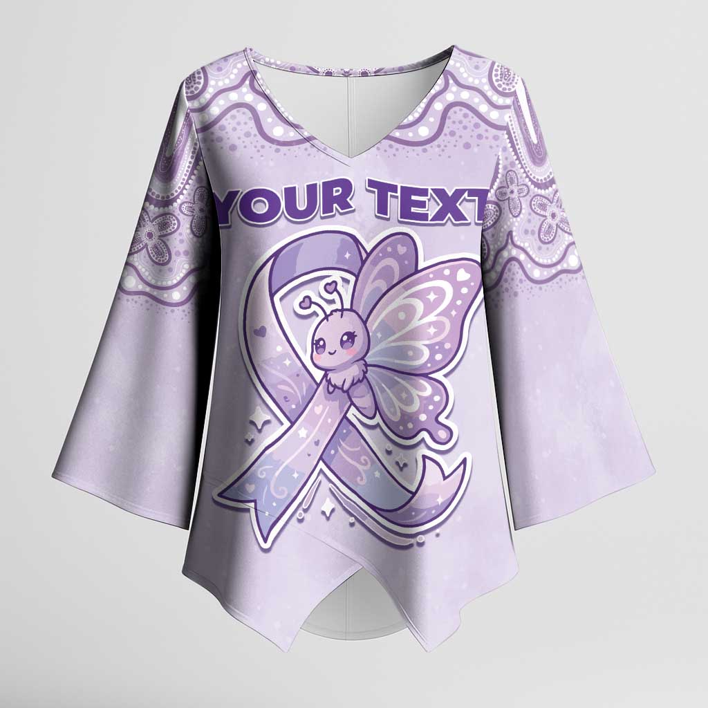 Personalised Epilepsy Awareness Alphabet Kimono Sleeve Blouse Purple Ribbon Butterfly Cute Style