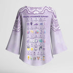 Personalised Epilepsy Awareness Alphabet Kimono Sleeve Blouse Purple Ribbon Butterfly Cute Style