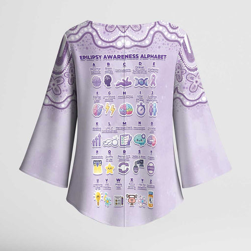Personalised Epilepsy Awareness Alphabet Kimono Sleeve Blouse Purple Ribbon Butterfly Cute Style