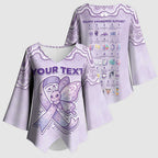Personalised Epilepsy Awareness Alphabet Kimono Sleeve Blouse Purple Ribbon Butterfly Cute Style