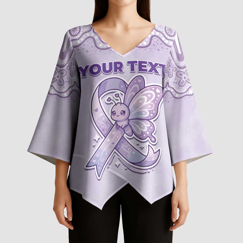Personalised Epilepsy Awareness Alphabet Kimono Sleeve Blouse Purple Ribbon Butterfly Cute Style