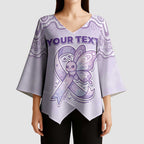 Personalised Epilepsy Awareness Alphabet Kimono Sleeve Blouse Purple Ribbon Butterfly Cute Style