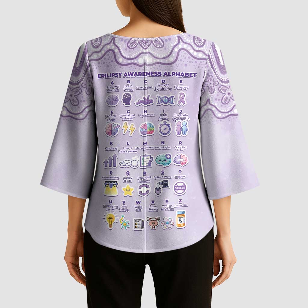 Personalised Epilepsy Awareness Alphabet Kimono Sleeve Blouse Purple Ribbon Butterfly Cute Style