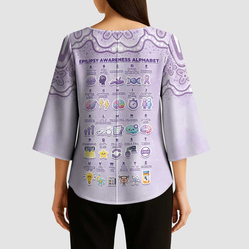 Personalised Epilepsy Awareness Alphabet Kimono Sleeve Blouse Purple Ribbon Butterfly Cute Style