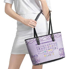 Epilepsy Awareness Alphabet Leather Tote Bag Purple Ribbon Butterfly Cute Style