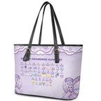 Epilepsy Awareness Alphabet Leather Tote Bag Purple Ribbon Butterfly Cute Style