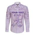 Personalised Epilepsy Awareness Alphabet Long Sleeve Button Shirt Purple Ribbon Butterfly Cute Style