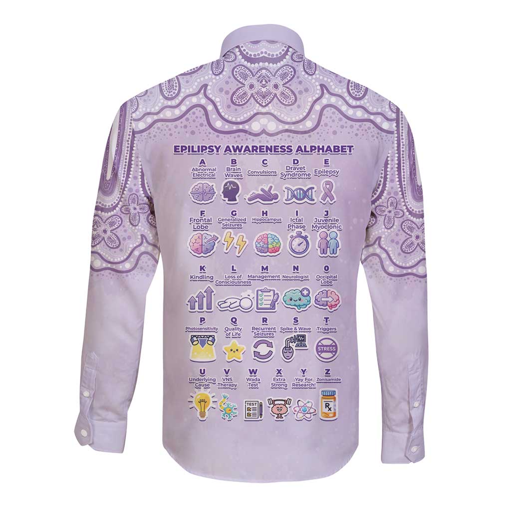 Personalised Epilepsy Awareness Alphabet Long Sleeve Button Shirt Purple Ribbon Butterfly Cute Style