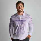 Personalised Epilepsy Awareness Alphabet Long Sleeve Polo Shirt Purple Ribbon Butterfly Cute Style