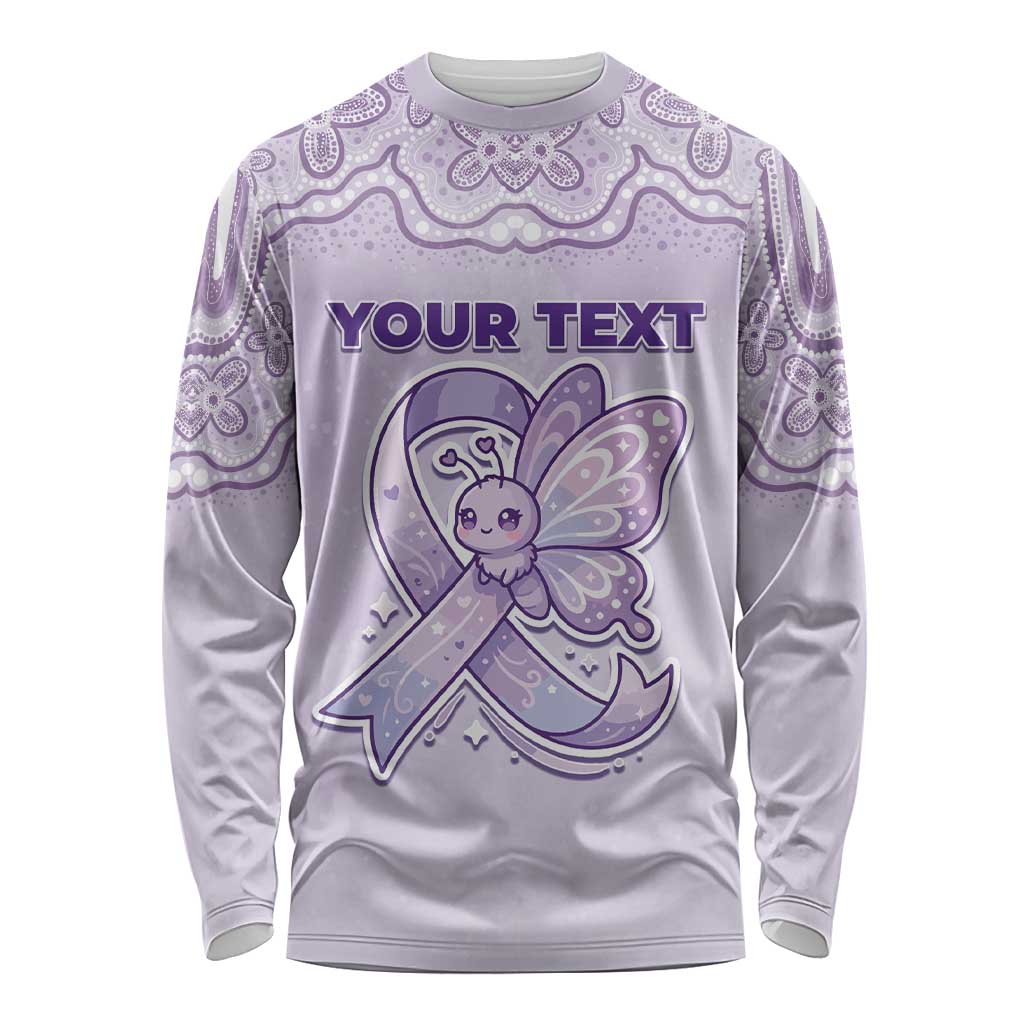 Personalised Epilepsy Awareness Alphabet Long Sleeve Shirt Purple Ribbon Butterfly Cute Style