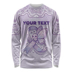 Personalised Epilepsy Awareness Alphabet Long Sleeve Shirt Purple Ribbon Butterfly Cute Style