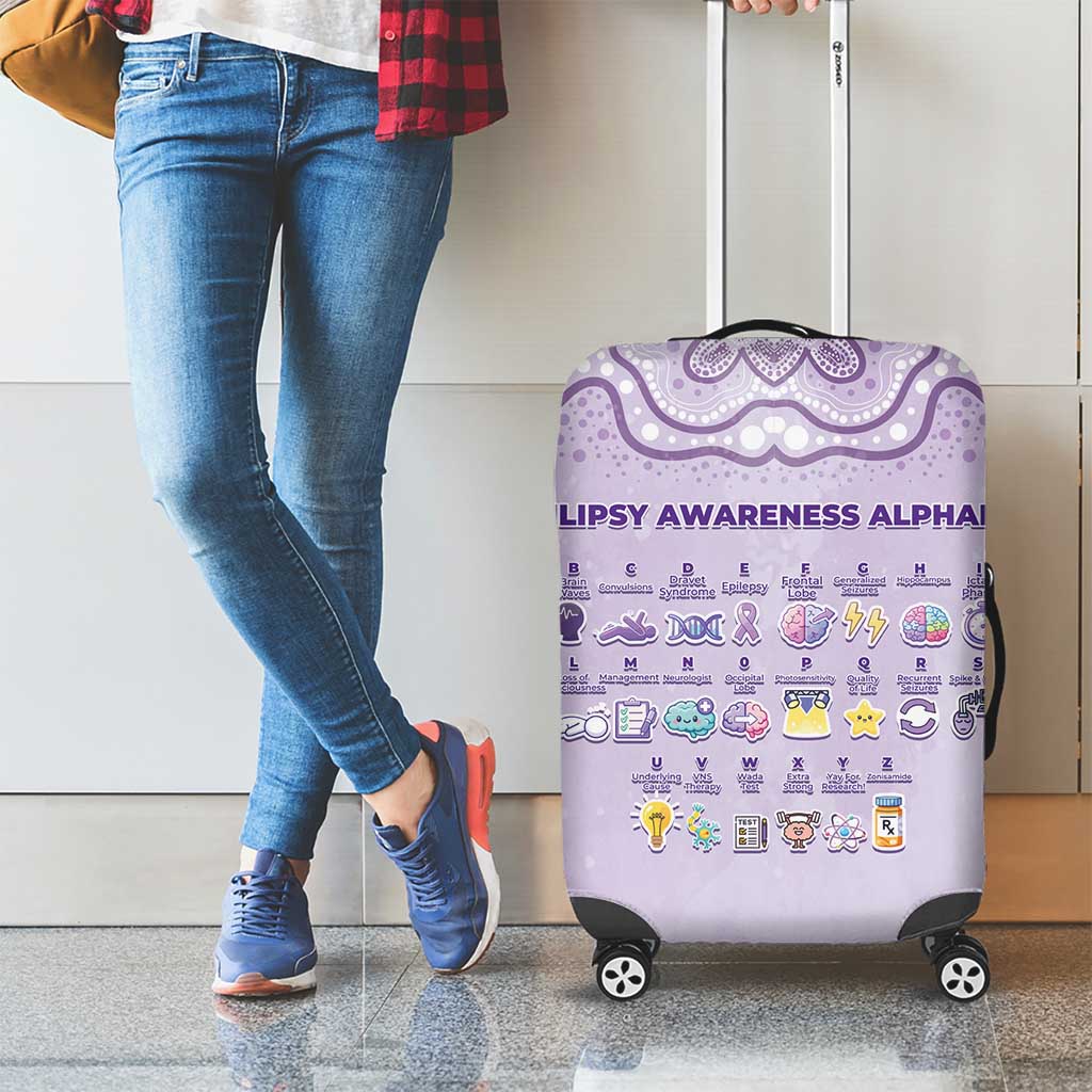 Epilepsy Awareness Alphabet Luggage Cover Purple Ribbon Butterfly Cute Style