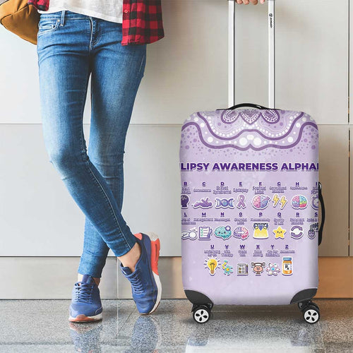 Epilepsy Awareness Alphabet Luggage Cover Purple Ribbon Butterfly Cute Style