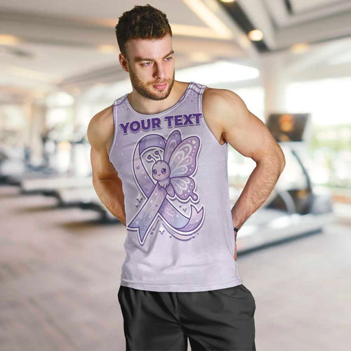 Personalised Epilepsy Awareness Alphabet Men Tank Top Purple Ribbon Butterfly Cute Style