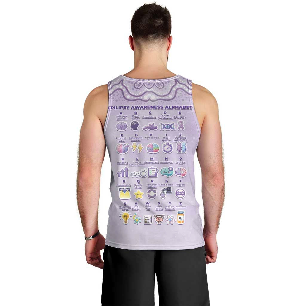 Personalised Epilepsy Awareness Alphabet Men Tank Top Purple Ribbon Butterfly Cute Style