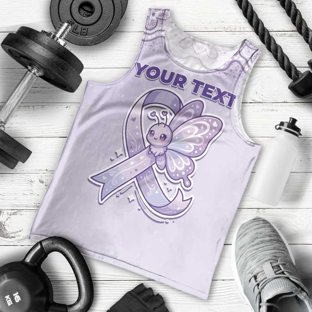 Personalised Epilepsy Awareness Alphabet Men Tank Top Purple Ribbon Butterfly Cute Style