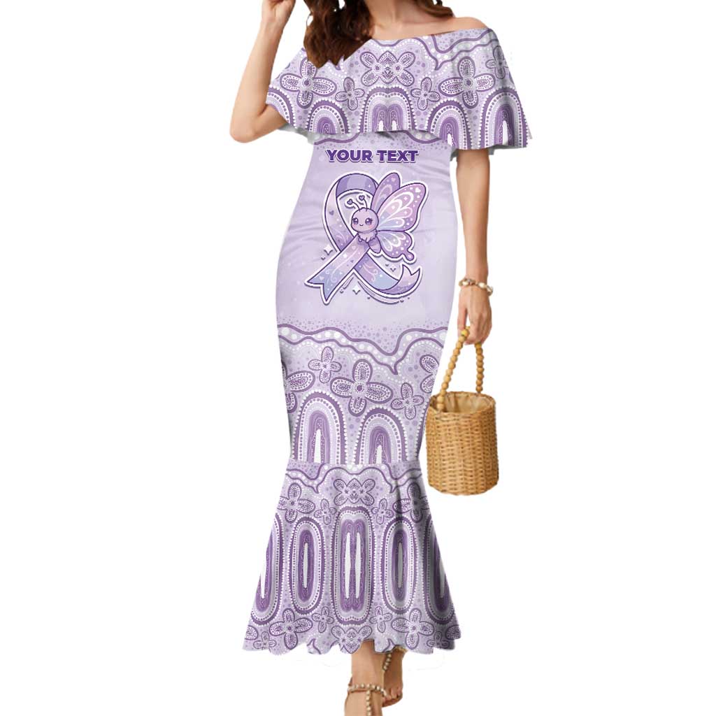 Personalised Epilepsy Awareness Alphabet Mermaid Dress Purple Ribbon Butterfly Cute Style