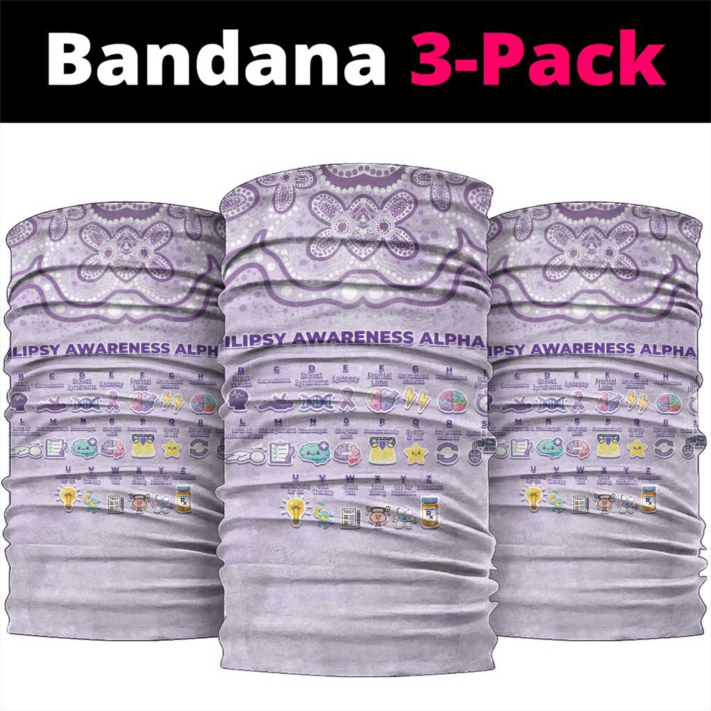 Epilepsy Awareness Alphabet Neck Gaiter Purple Ribbon Butterfly Cute Style
