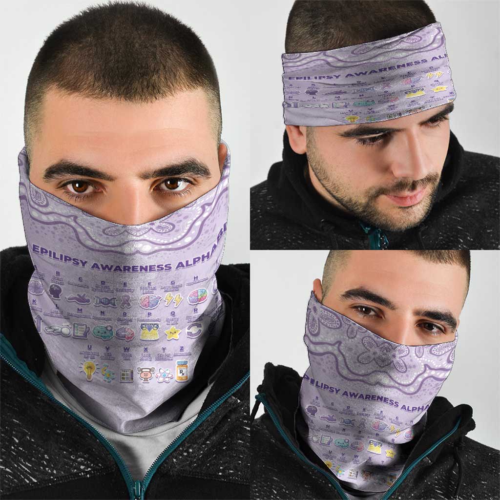 Epilepsy Awareness Alphabet Neck Gaiter Purple Ribbon Butterfly Cute Style