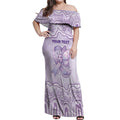 Personalised Epilepsy Awareness Alphabet Off Shoulder Maxi Dress Purple Ribbon Butterfly Cute Style