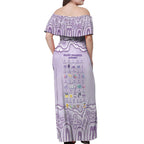 Personalised Epilepsy Awareness Alphabet Off Shoulder Maxi Dress Purple Ribbon Butterfly Cute Style