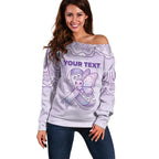 Personalised Epilepsy Awareness Alphabet Off Shoulder Sweater Purple Ribbon Butterfly Cute Style