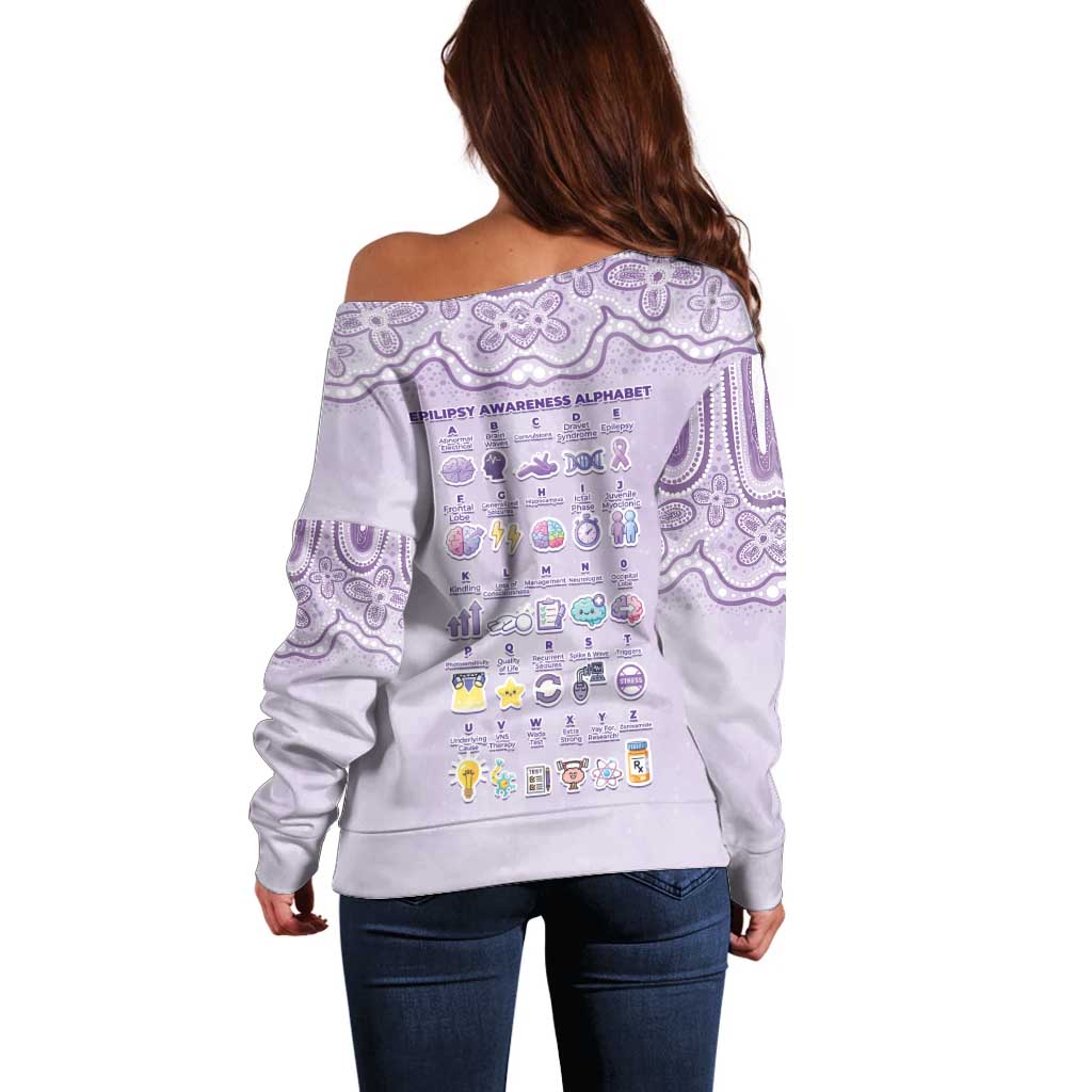 Personalised Epilepsy Awareness Alphabet Off Shoulder Sweater Purple Ribbon Butterfly Cute Style