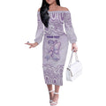 Personalised Epilepsy Awareness Alphabet Off The Shoulder Long Sleeve Dress Purple Ribbon Butterfly Cute Style
