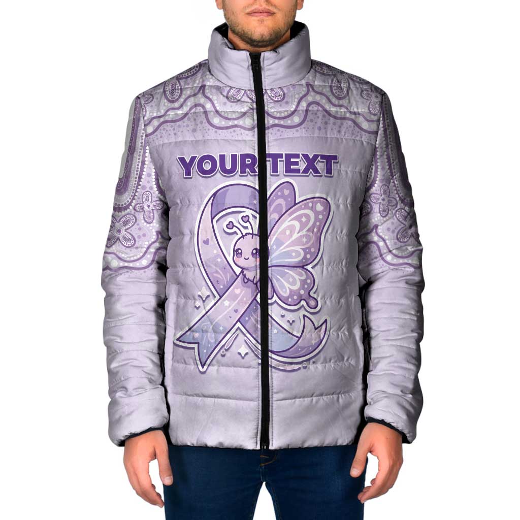 Personalised Epilepsy Awareness Alphabet Padded Jacket Purple Ribbon Butterfly Cute Style