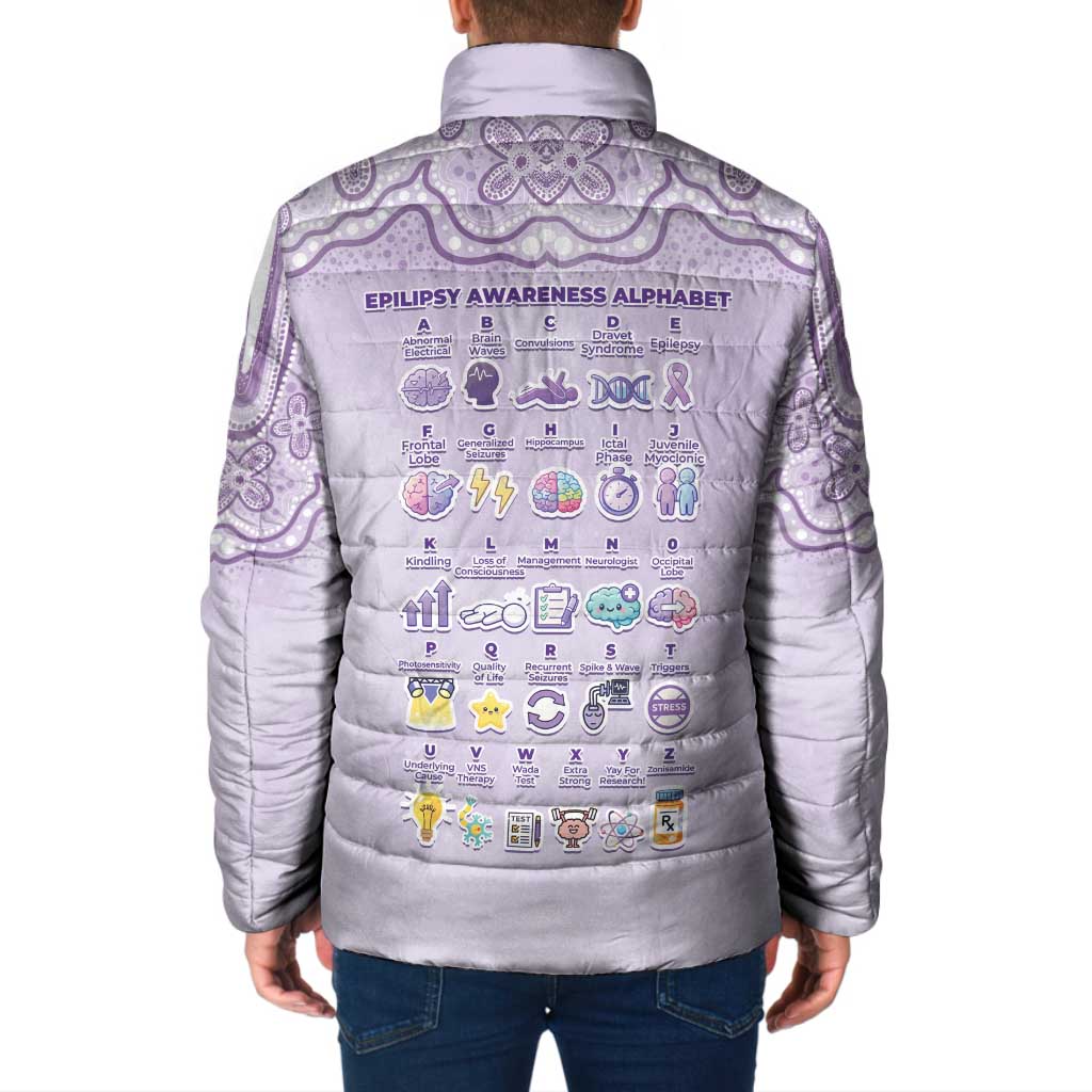 Personalised Epilepsy Awareness Alphabet Padded Jacket Purple Ribbon Butterfly Cute Style