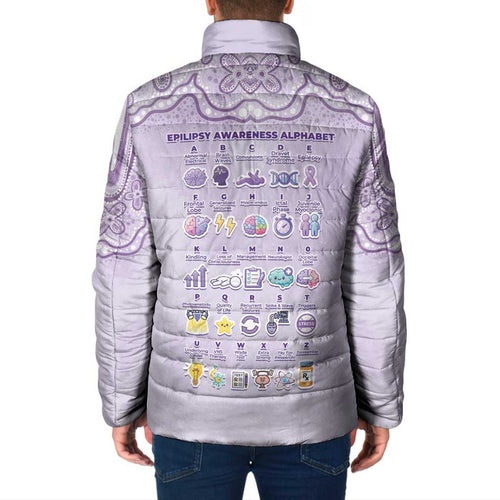 Personalised Epilepsy Awareness Alphabet Padded Jacket Purple Ribbon Butterfly Cute Style