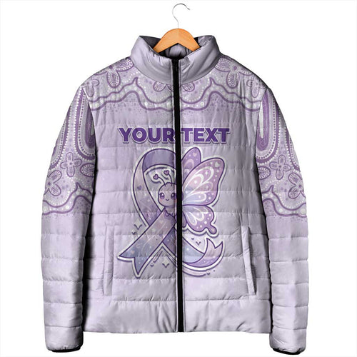 Personalised Epilepsy Awareness Alphabet Padded Jacket Purple Ribbon Butterfly Cute Style