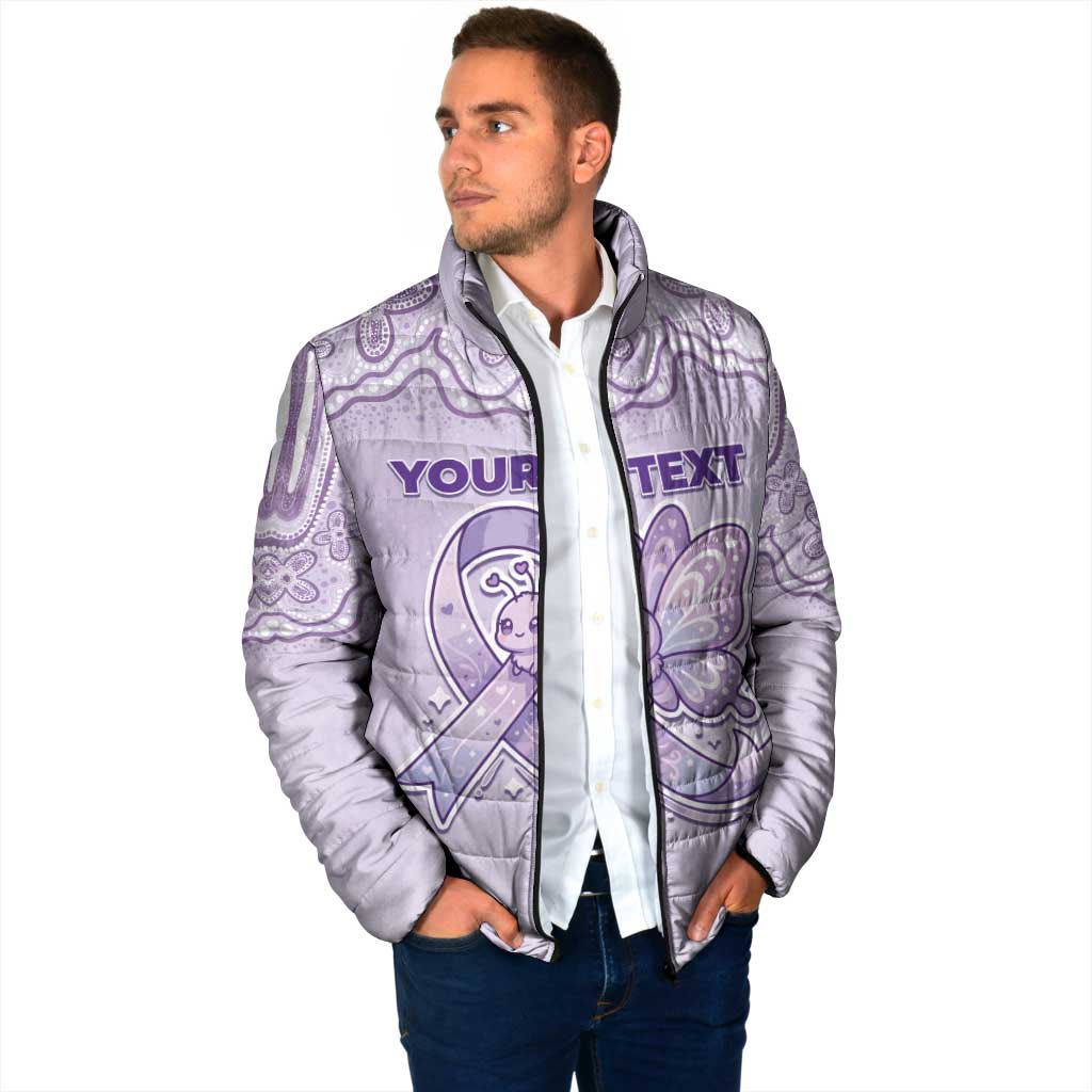 Personalised Epilepsy Awareness Alphabet Padded Jacket Purple Ribbon Butterfly Cute Style