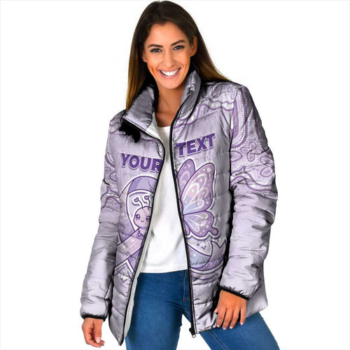 Personalised Epilepsy Awareness Alphabet Padded Jacket Purple Ribbon Butterfly Cute Style