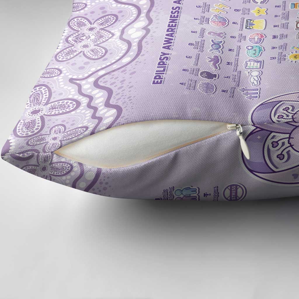Epilepsy Awareness Alphabet Pillow Cover Purple Ribbon Butterfly Cute Style