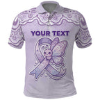 Personalised Epilepsy Awareness Alphabet Polo Shirt Purple Ribbon Butterfly Cute Style