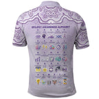 Personalised Epilepsy Awareness Alphabet Polo Shirt Purple Ribbon Butterfly Cute Style