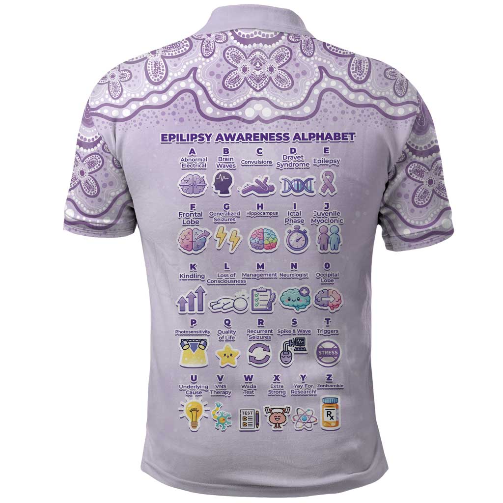 Personalised Epilepsy Awareness Alphabet Polo Shirt Purple Ribbon Butterfly Cute Style