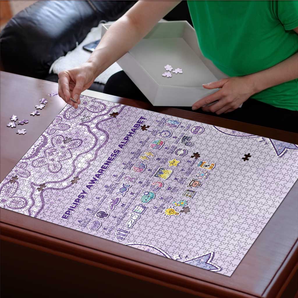 Epilepsy Awareness Alphabet Puzzle Purple Ribbon Butterfly Cute Style