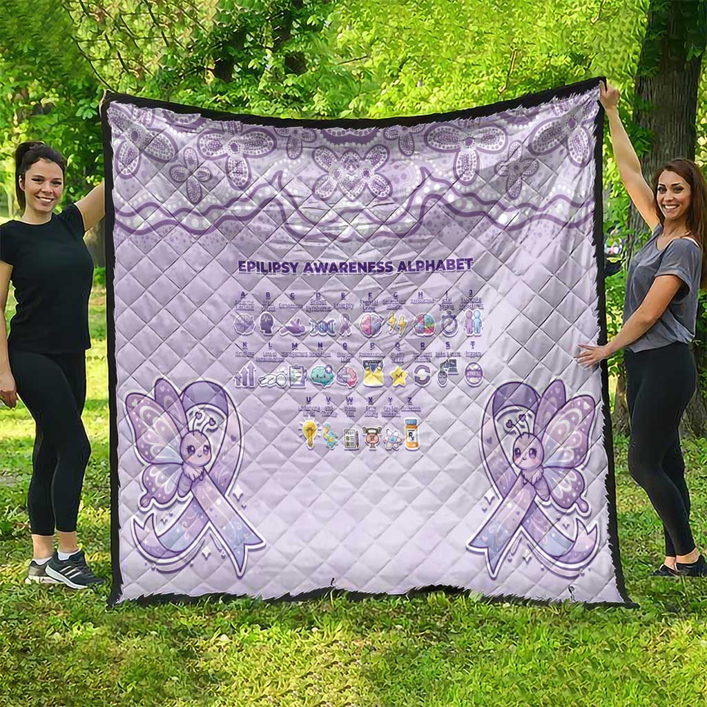 Epilepsy Awareness Alphabet Quilt Purple Ribbon Butterfly Cute Style