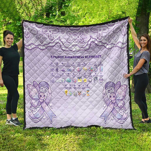 Epilepsy Awareness Alphabet Quilt Purple Ribbon Butterfly Cute Style