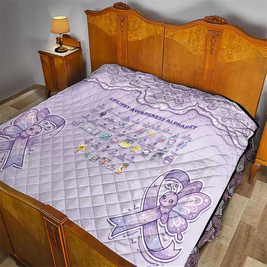 Epilepsy Awareness Alphabet Quilt Purple Ribbon Butterfly Cute Style
