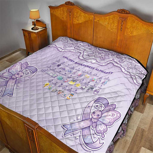 Epilepsy Awareness Alphabet Quilt Purple Ribbon Butterfly Cute Style