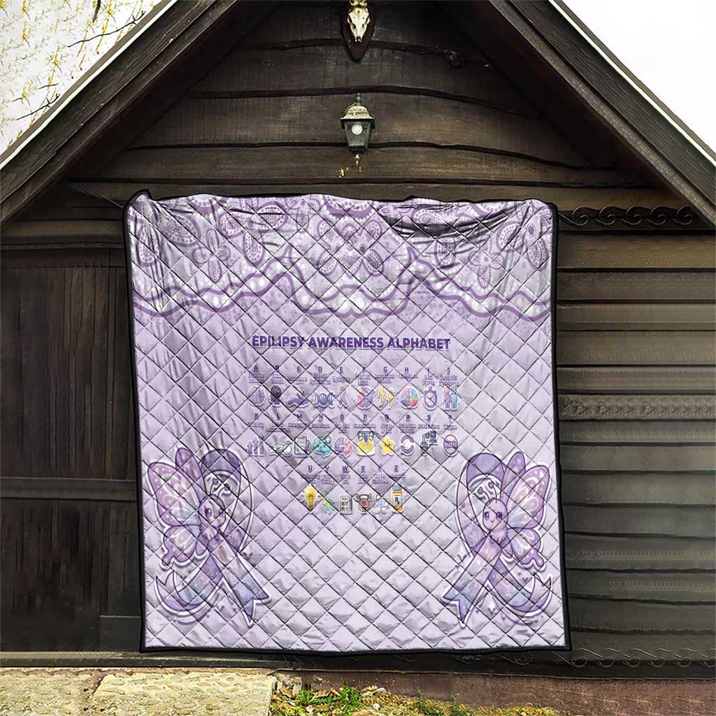 Epilepsy Awareness Alphabet Quilt Purple Ribbon Butterfly Cute Style