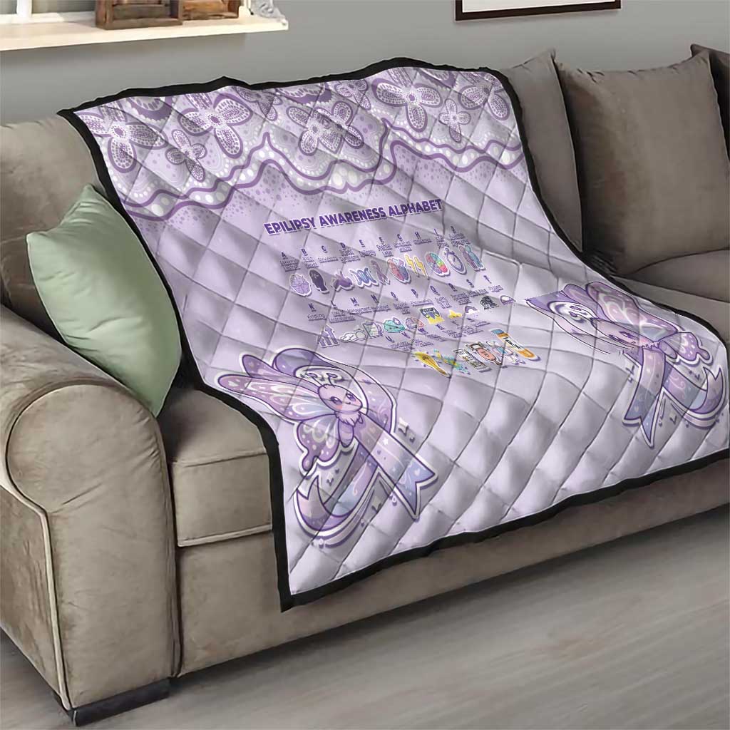 Epilepsy Awareness Alphabet Quilt Purple Ribbon Butterfly Cute Style