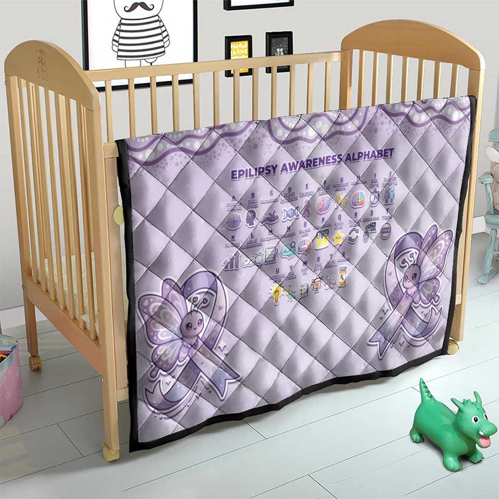 Epilepsy Awareness Alphabet Quilt Purple Ribbon Butterfly Cute Style