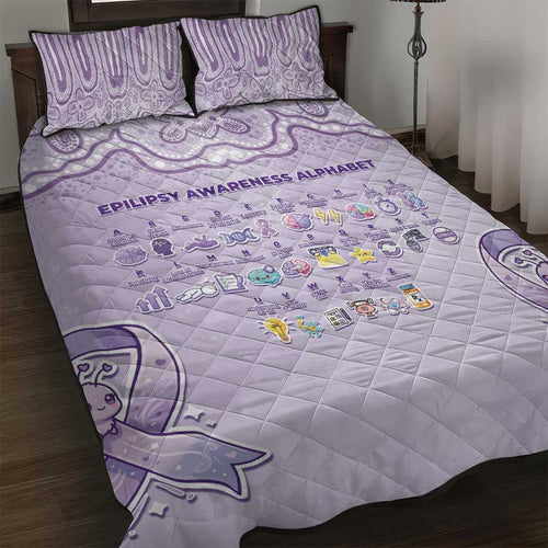 Epilepsy Awareness Alphabet Quilt Bed Set Purple Ribbon Butterfly Cute Style