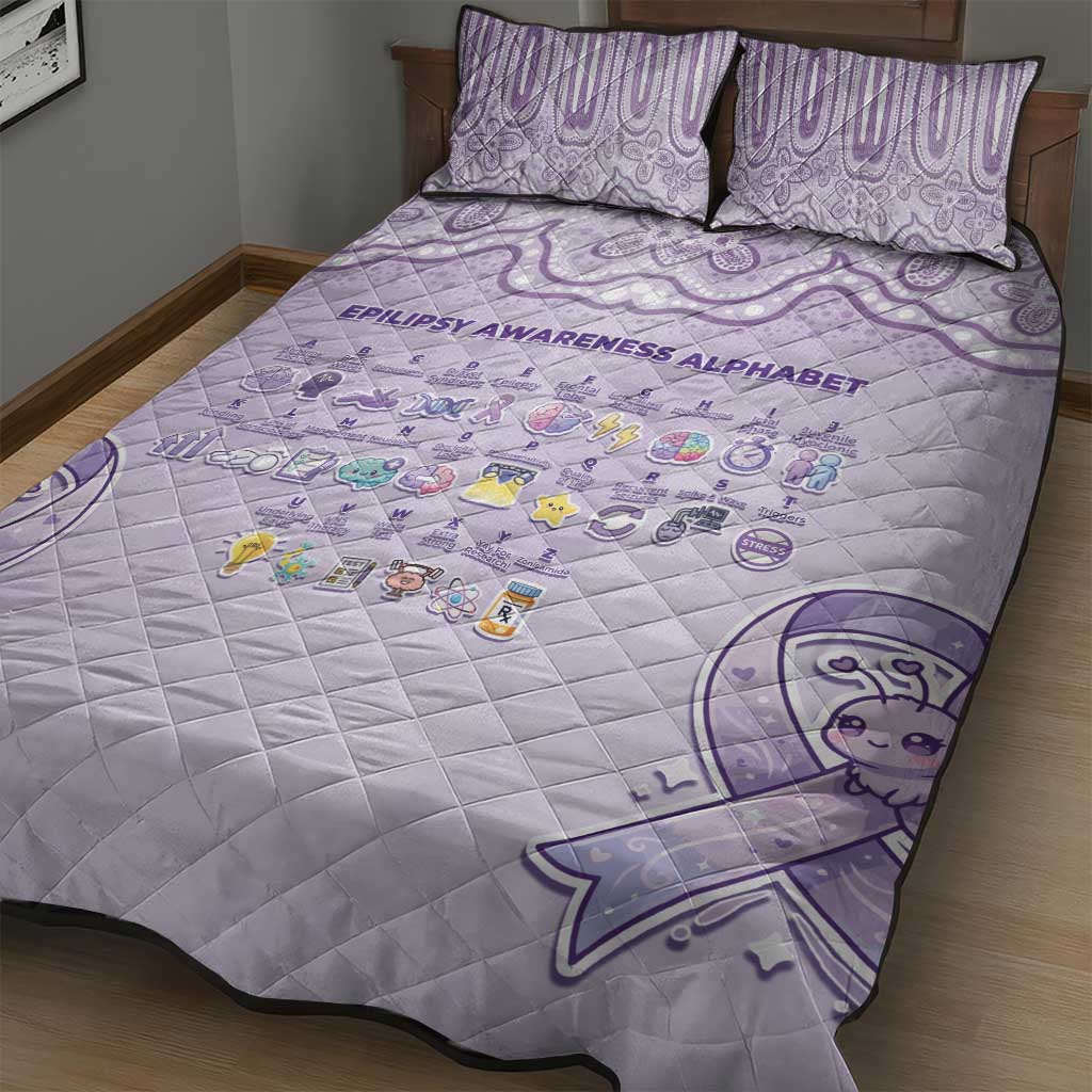 Epilepsy Awareness Alphabet Quilt Bed Set Purple Ribbon Butterfly Cute Style