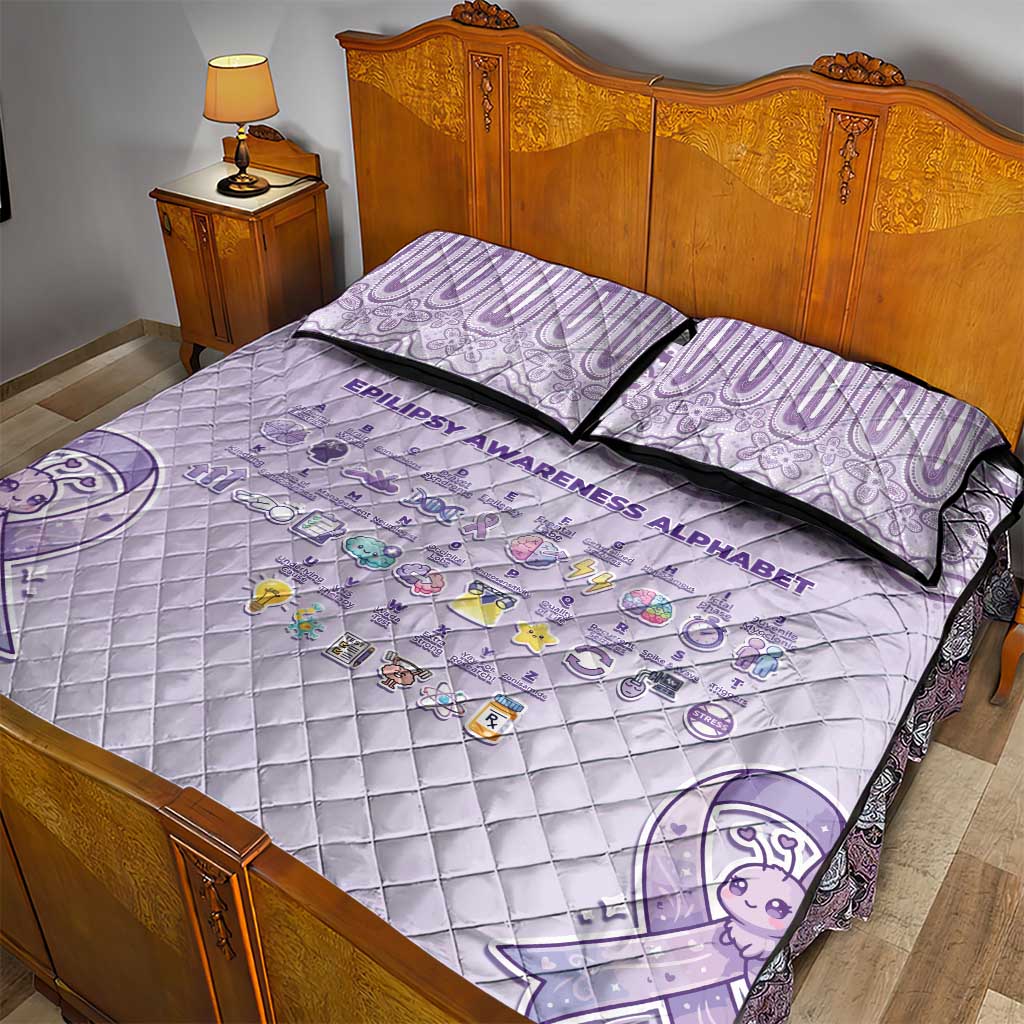 Epilepsy Awareness Alphabet Quilt Bed Set Purple Ribbon Butterfly Cute Style